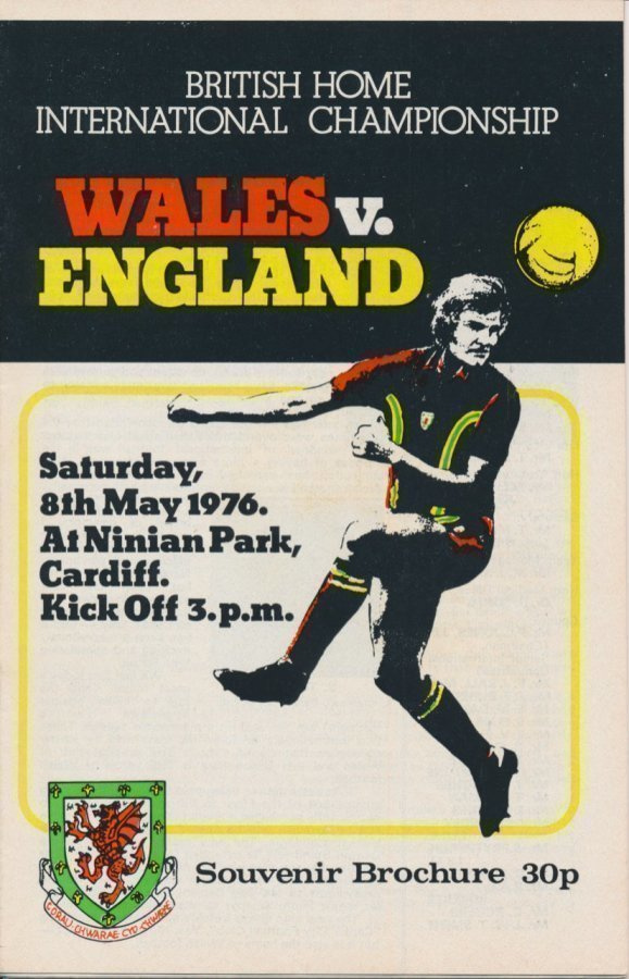 Jalkapallo otteluohjelma Wales - Englanti 1976