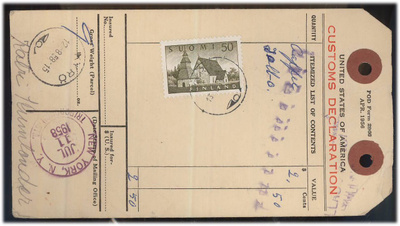 1957 50 (mk) Lammi tullausmaksu 1958 - R-peräänlähetys