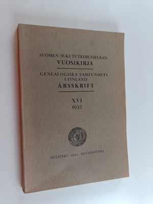 Suomen sukututkimusseuran vuosikirja XVl 1932