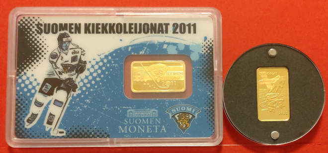 2,5 g 9999 jääkiekko kulta laattoja.