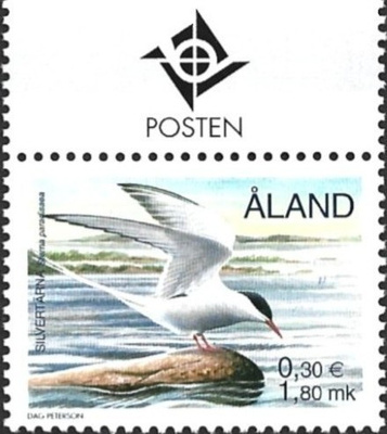 Åland 2000  Lintuja 1,80 mk välilöpari logo ** LaPe 168