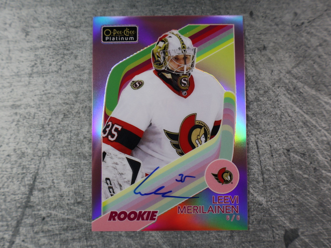 Leevi Meriläinen 2023-24 OPC Platinum Red Rainbow Auto