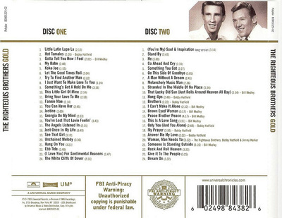 RIGHTEOUS BROTHERS - GOLD 2CD