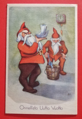Vanha uudenvuoden kortti kulk. 1950