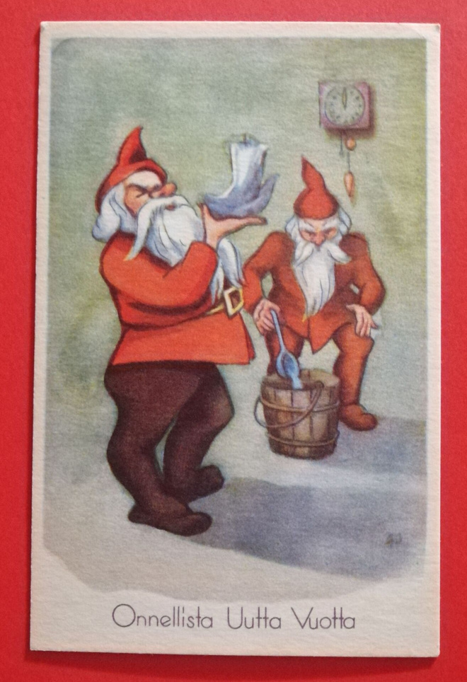 Vanha uudenvuoden kortti kulk. 1950