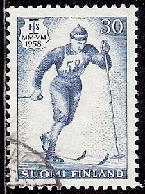 1958 Hiihdon MM-kisat 30 mk leimattu LaPe 490