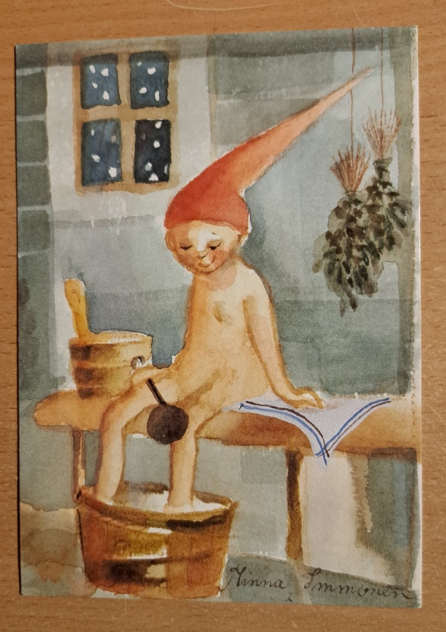 Minna Immonen, tonttu saunassa, kulkenut 1999
