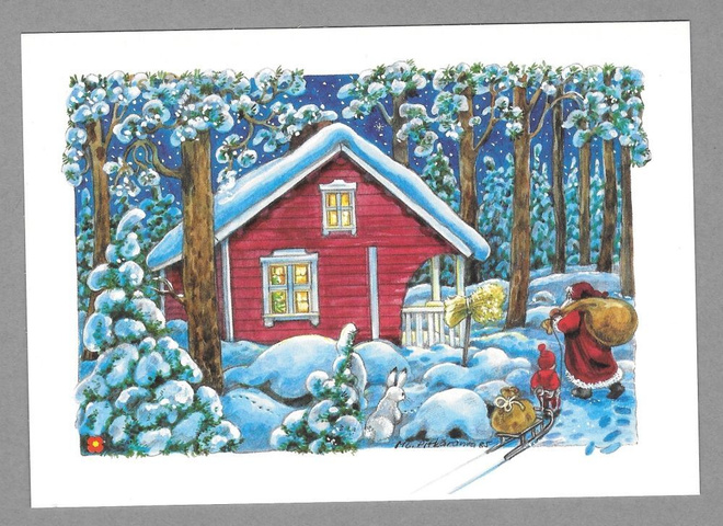 M-L Pitkäranta Joulupukki saapuu - käyttämätön siisti kortti