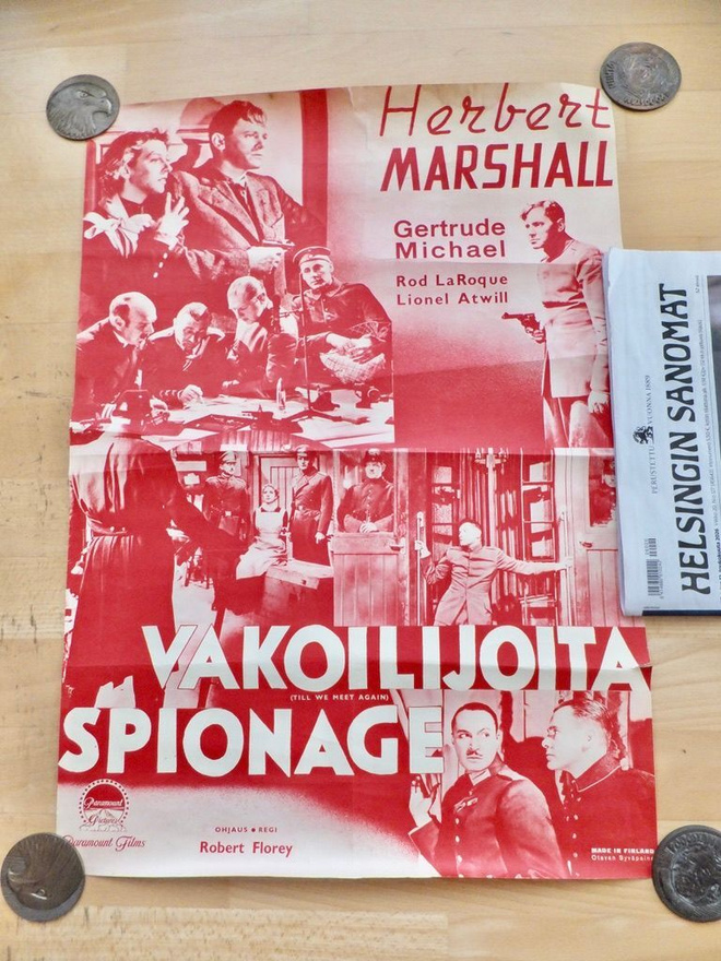 VANHA Elokuvajuliste Vakoilijoita Till We Meet Again 1940