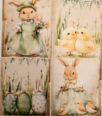 Kuviokartonki PÄÄSIÄINEN / 4 kpl -setti / 13 x 15 cm