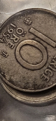 Sverige 10 Öre 1954 hopeaa kolikko