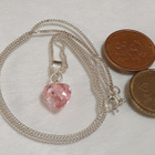 Design hopea Pinkki sydän riipus ketjulla KJ 925 - pikkukuva 2