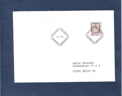 FDC Yleismerkki, leijona 0.70 mk...Helsinki 2.1.75