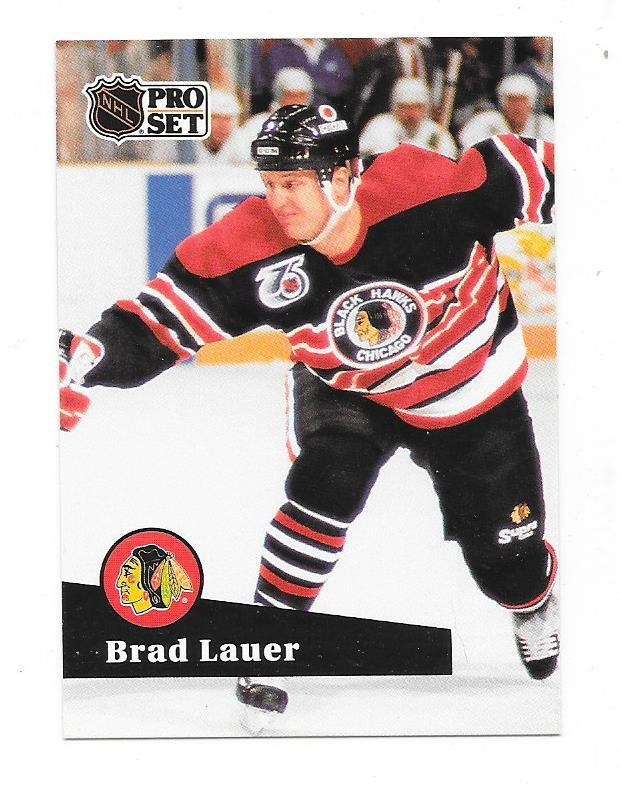 1991-92 ProSet #375 Brad Lauer Chicago Blackhawks