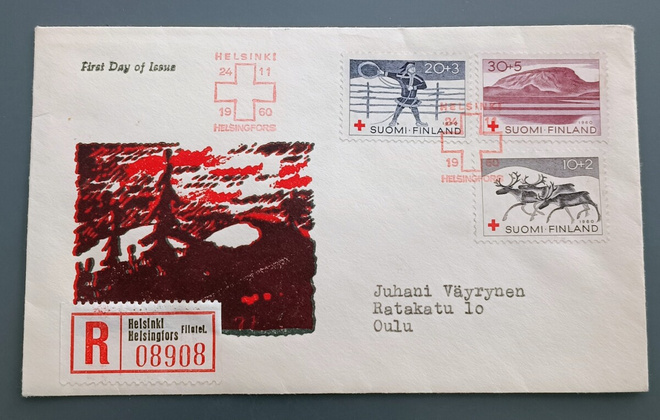 1960 FDC Punainen Risti, tuloleima, R-kuori