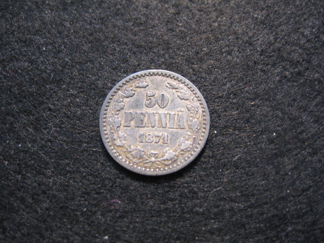 50 penniä 1871 - hopeaa