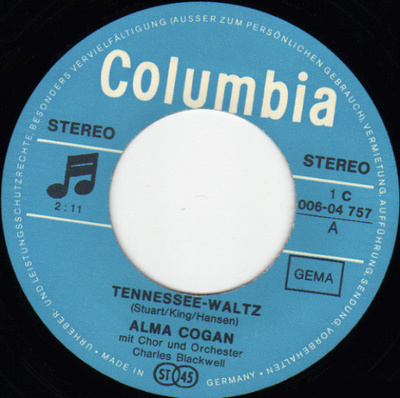 Alma Cogan – Tennessee-Waltz / So Fängt Es Immer An