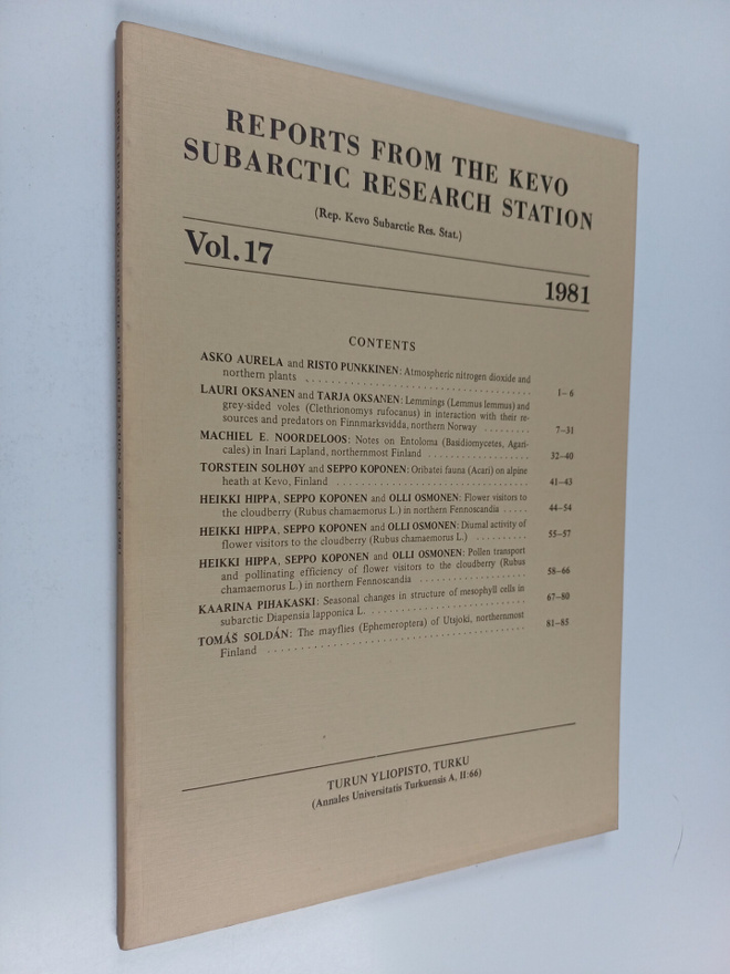 Reports from the Kevo Subarctic Research Station 17