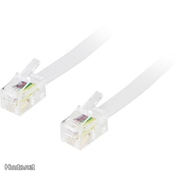 Deltaco modulaarikaapeli 4P4C(RJ9/RJ10/RJ22), 3m, valk.UUSI