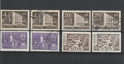 1939-52 Suomalaisia yleismerkkejä 4mk-40mk leimattuina ja **