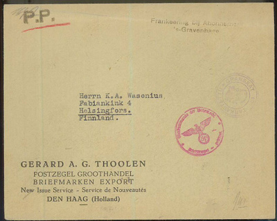Hollanti 1940 P.P. kirje Suomeen