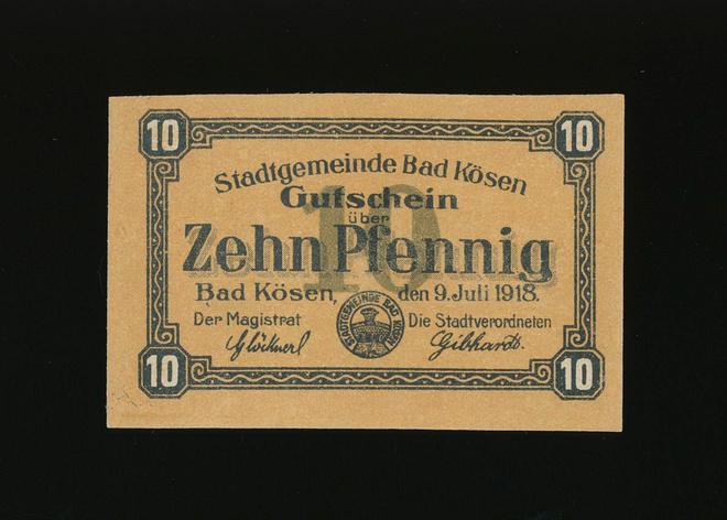Saksa Notgeld 10 Pfennig, Bad Kösen 9.7.1918