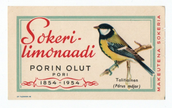 Porin Olut Sokerilimonaadi. Talitiainen Etiketti