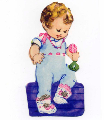 EO 8007 / Vauva töppösissään lelu kädessään. 1960-l.