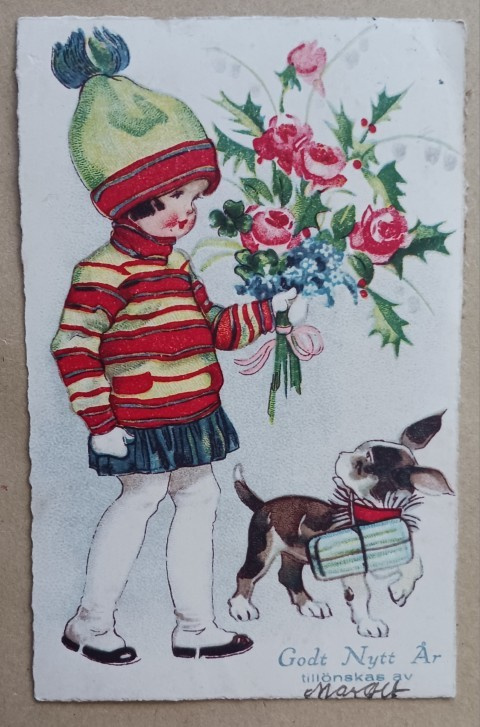 Pikkuleidi tuo kukat, koira kantaa lahjan, p. 1921