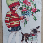 Pikkuleidi tuo kukat, koira kantaa lahjan, p. 1921 - pikkukuva 1