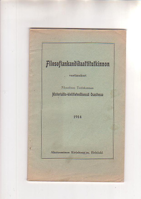 Filosofiankandinaatti, vaatimukset 1914, 58 sivua, + lisä.