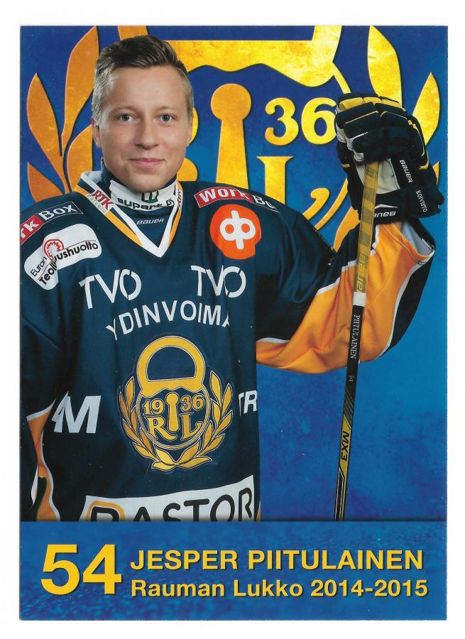 2014-15 Rauman Lukko Postikortti Jesper Piitulainen