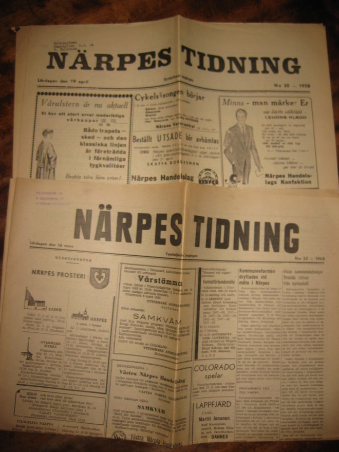 Sanomalehti  Närpes/Kaskö Tidning  5 kpl