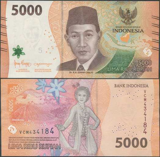 Indonesia 5000 Rupiah 2023 UNC uusi sarja
