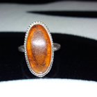Vintage desing Venäläinen Hopea Meripihka sormus Amber 875 - pikkukuva 3