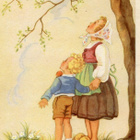 Lapsi - Lapset ihailevat lintuja - Kortti 1940-50-luvulta - pikkukuva 1
