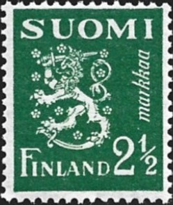 1947 M-30 Leijona 2½ mk vihreä ** Lape 322 b SP Lm5