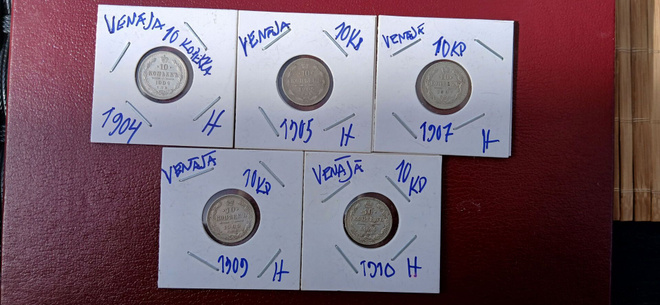 10 Kop hopeakolikot 5 kpl