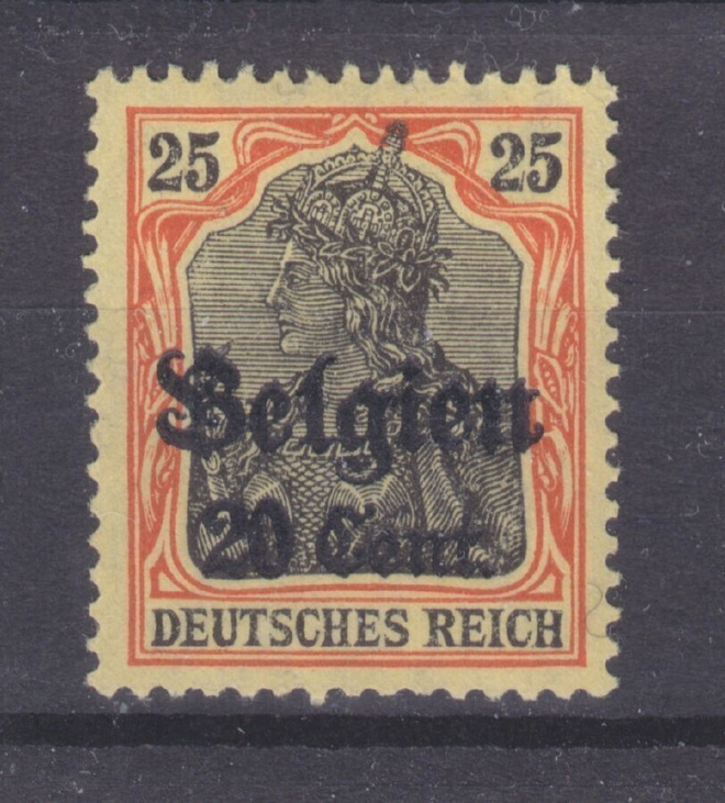 Saksa WW1 saksan posti belgiassi Mi 17 liimakkeellisena.