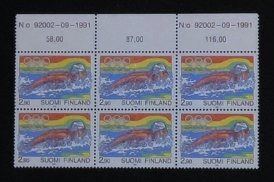 1992 Olympiakisat 2,90mk numerokuusilo **