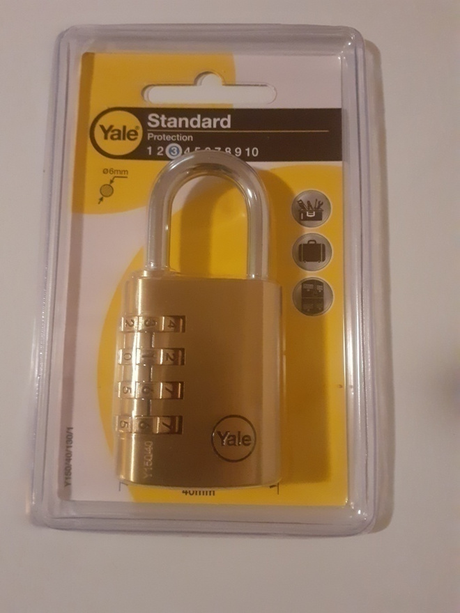 Riippulukko (numerolukko) Yale/Assa Abloy, uusi
