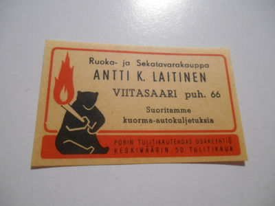 TT Etiketti KARHU Antti K. Laitinen Viitasaari