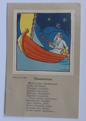 A.Gebhard, Kalevala-aihe Väinämöinen, leimattu 1936