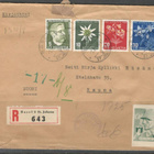v. 1944 kirje Sveitsistä Suomeen, lipukkeita, leimoja, jne. - pikkukuva 1