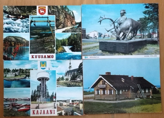 ILOMANTSI, KAJAANI, KUUSAMO, SODANKYLÄ 4 korttia 1970-80