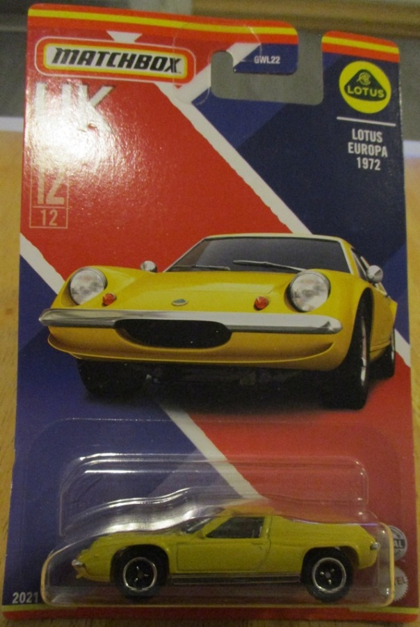 Lotus Europa 2 door Yellow 1972 Matchbox UK 12/12 2021 1:64