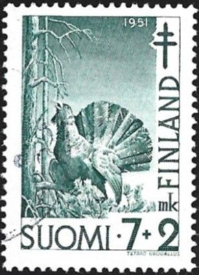 1951 TUB merkki Metso 7 + 2 mk leimattu LaPe 396
