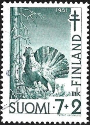 1951 TUB merkki Metso 7 + 2 mk leimattu LaPe 396