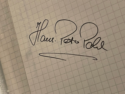 Hans-Peter Pohl nimikirjoitus paperilla