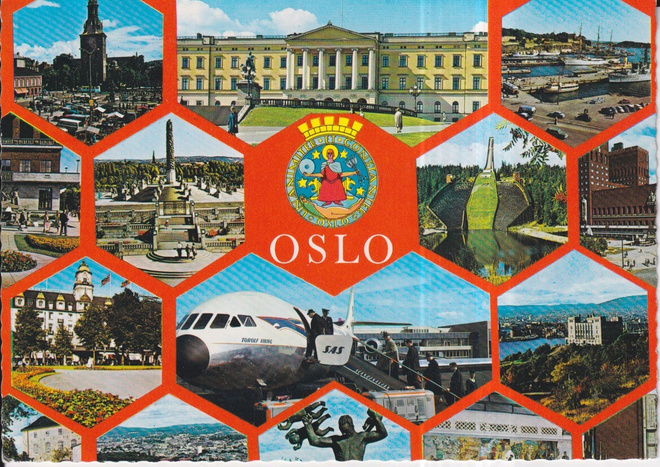 Oslo, Norja, sommitelmakortti. vaakuna ,    e65